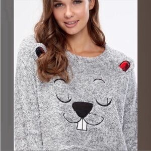 La Vie En Rose Plush Beaver Crew Sweater